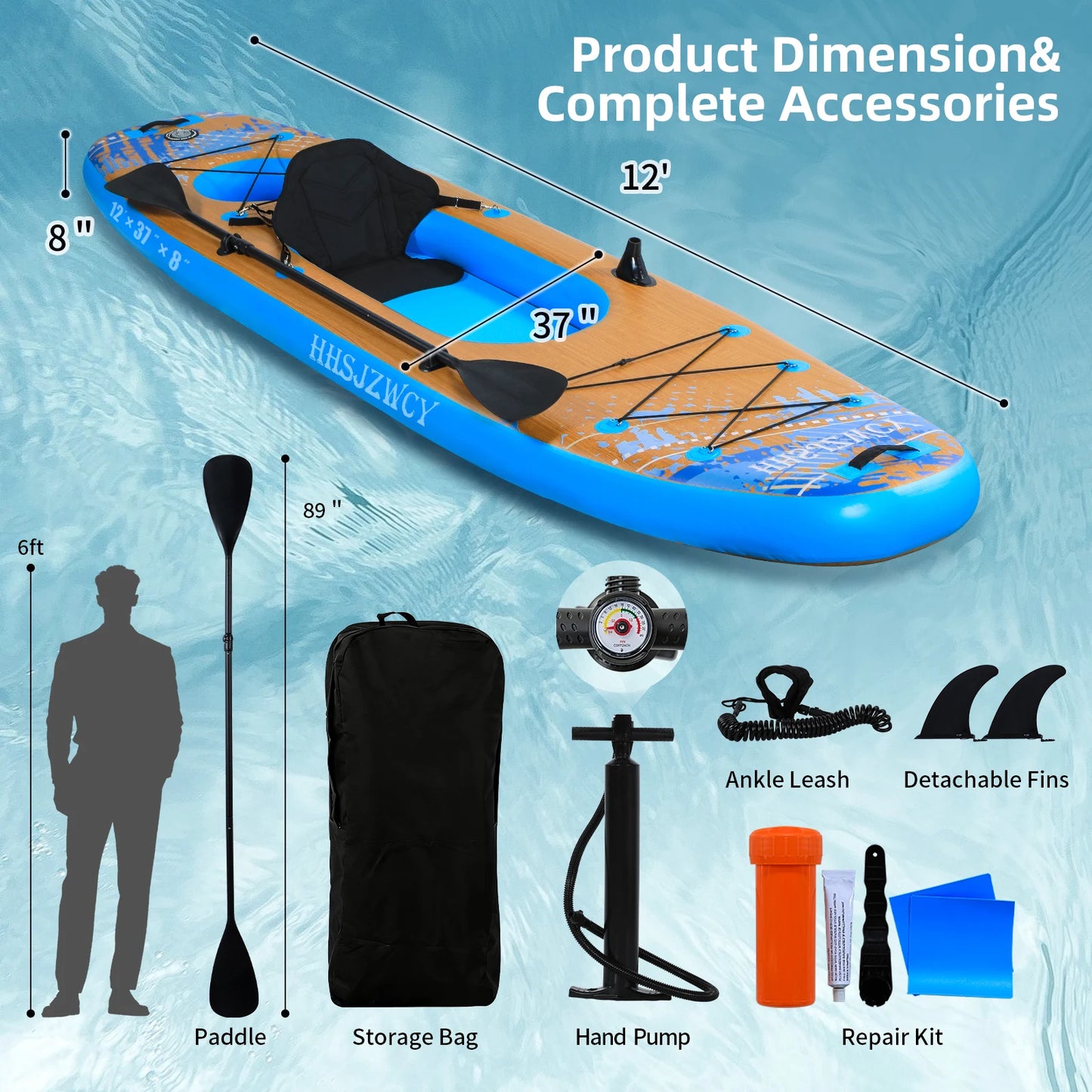 Inflatable Kayak With Detachable Seat For Fishing And Touring