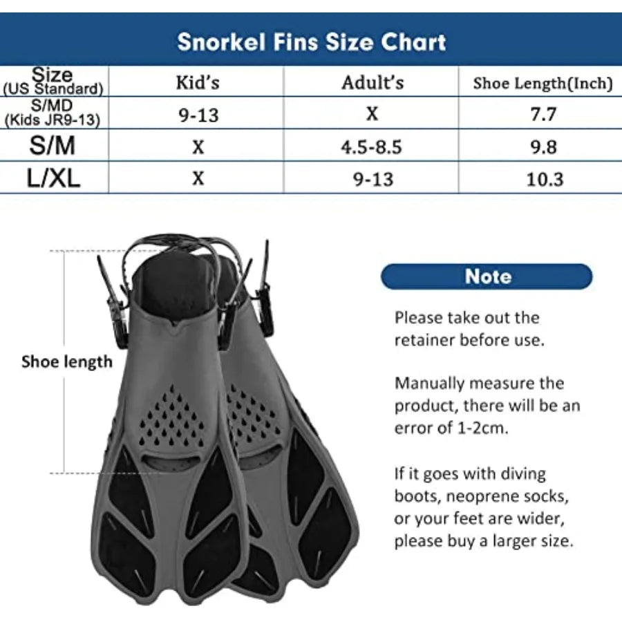 Swim Fins Set For Snorkeling And Diving