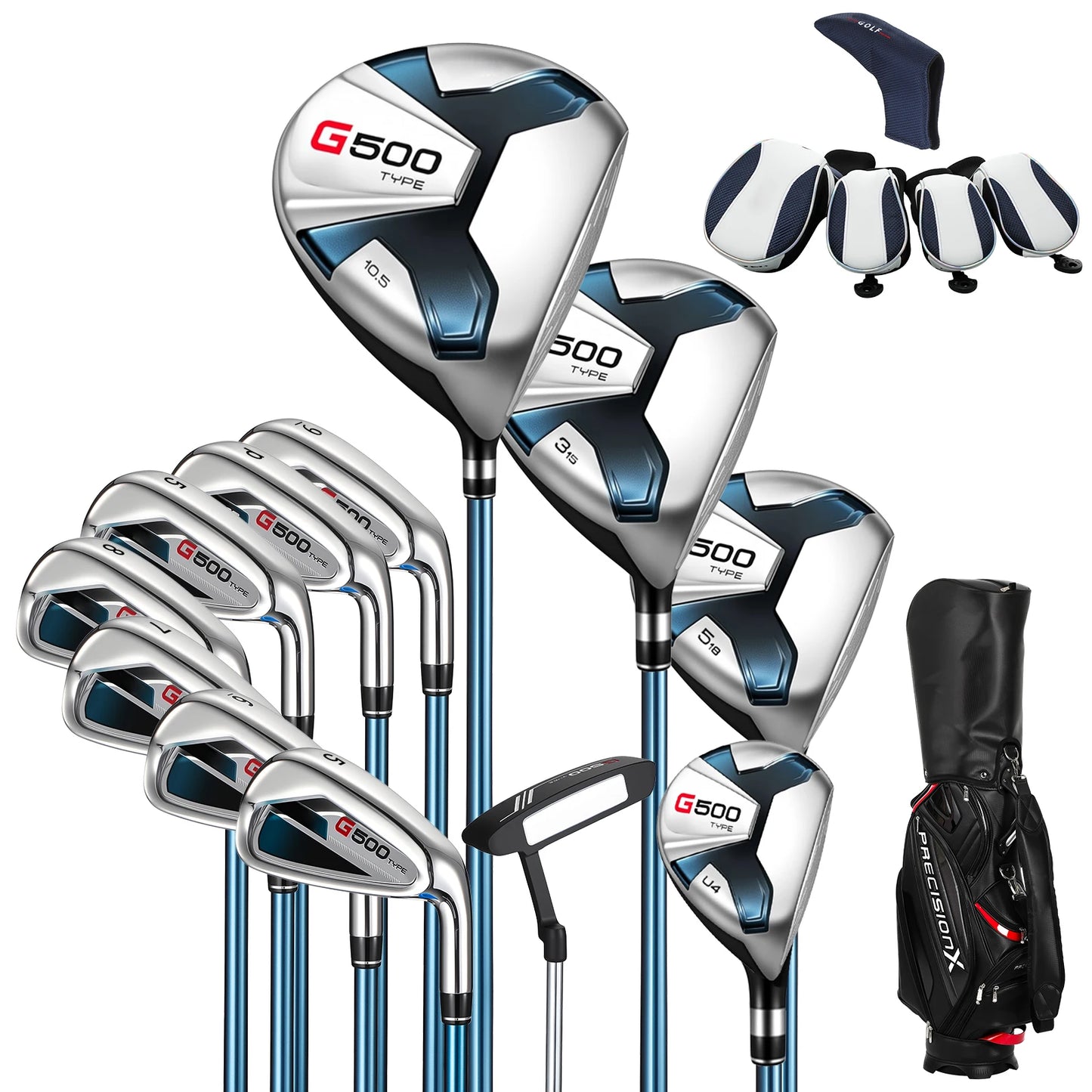 Men's Golf Club Set With Bag And Club Covers