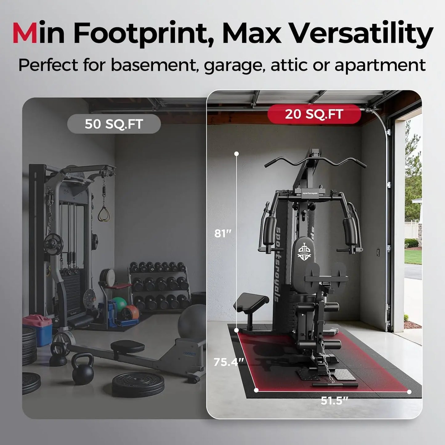 FED Fitness Home Gym 150LBS Weight Stack Pulley System