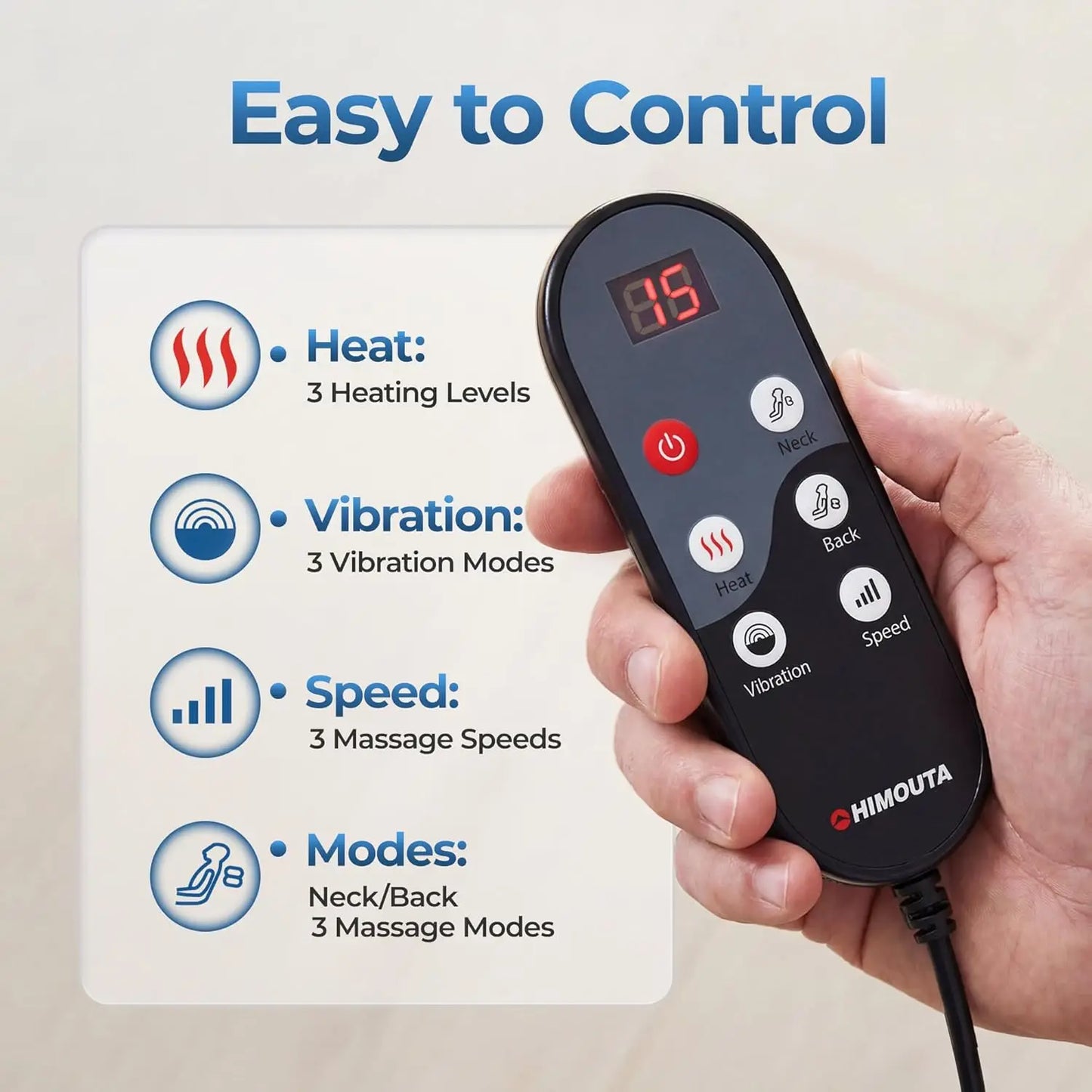 HIMOUTA 3 In 1 Shiatsu Back Massage Cushion With Heat