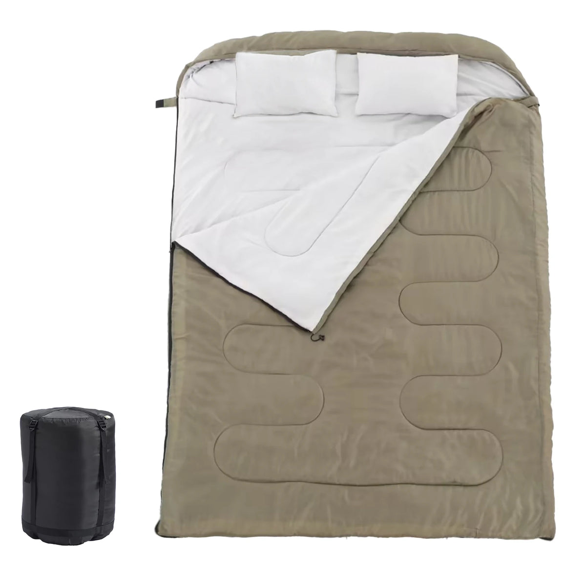 Lightweight Double Sleeping Bag With Pillow For Two Adults