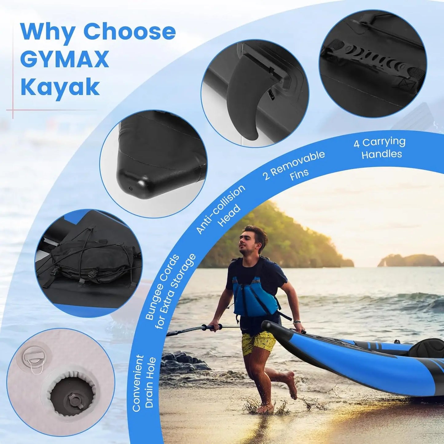 Tandem Inflatable Kayak For Two With Paddles And Accessories