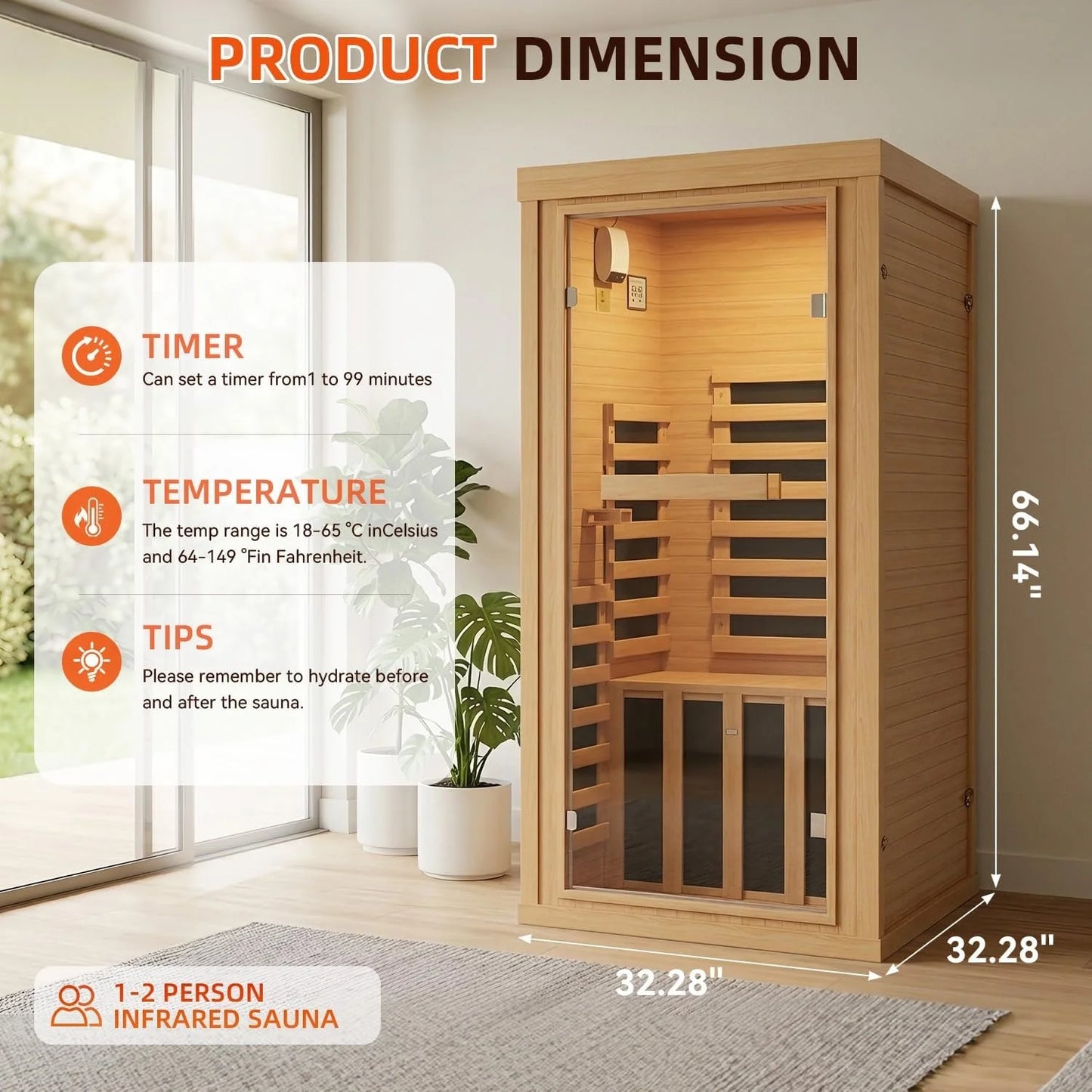 Nordivale Far Infrared Sauna Hemlock Indoor Spa With Bluetooth