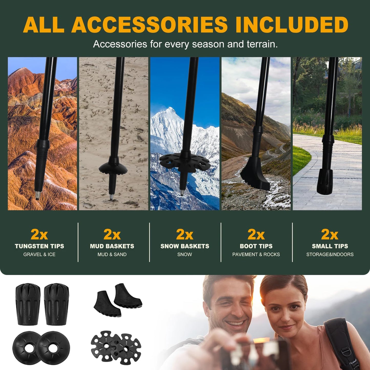 Ultralight Aluminum Folding Trekking Pole 5-Section