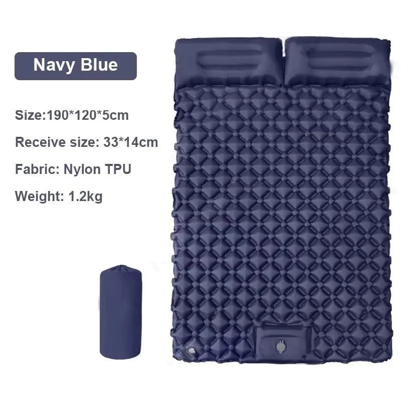 Inflatable Camping Air Mattress With Pillow, Foldable and Waterproof