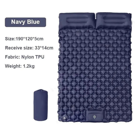 Inflatable Camping Air Mattress With Pillow, Foldable and Waterproof