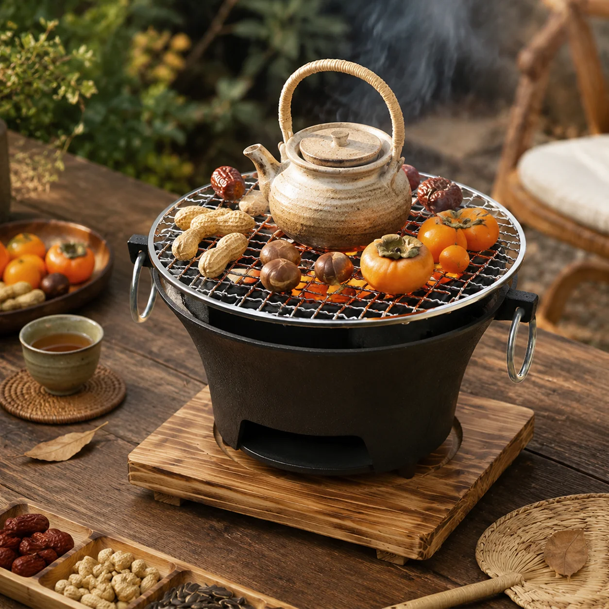 KL1 Portable Charcoal Grill Tabletop BBQ With Cast Iron Body