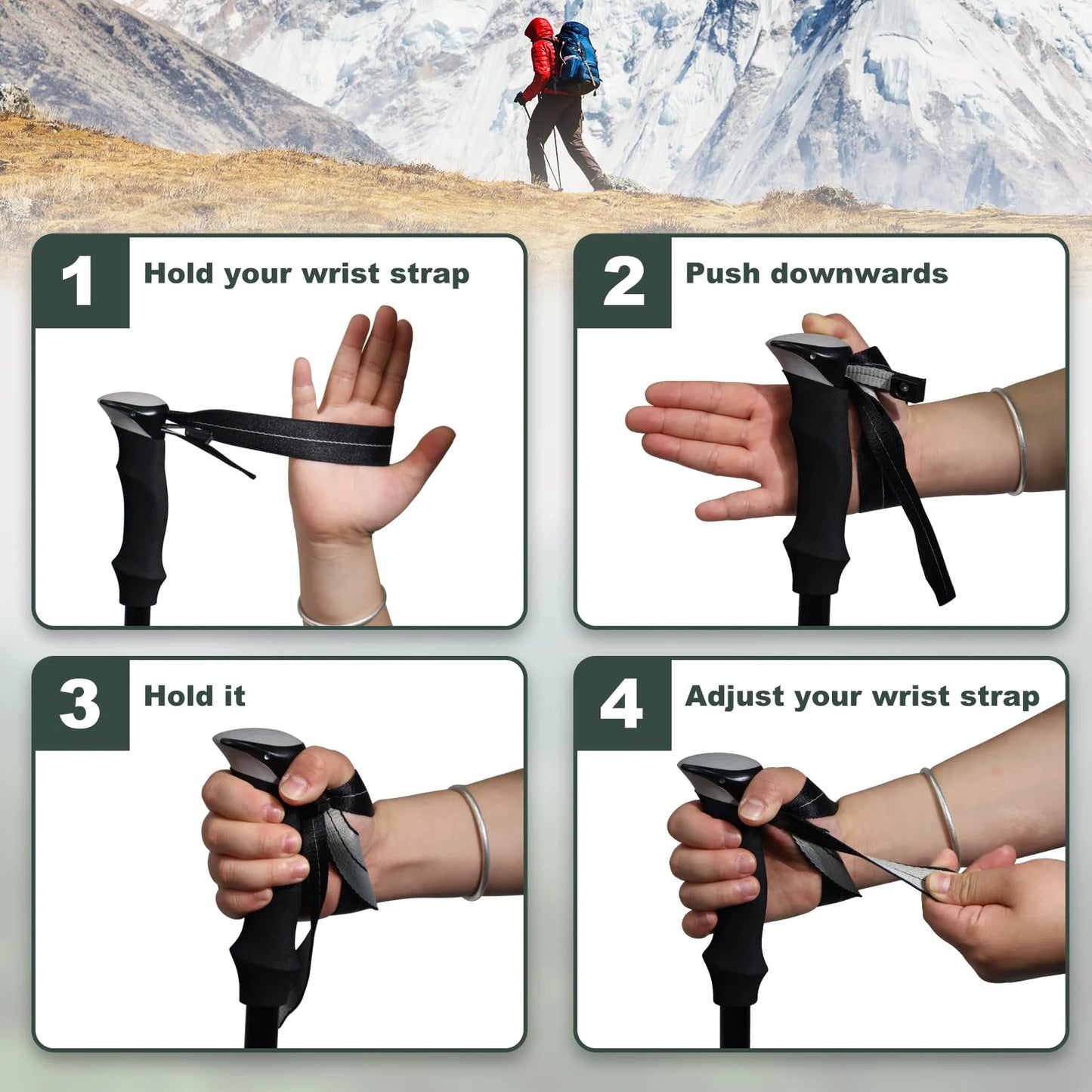 Ultralight Aluminum Folding Trekking Pole 5-Section