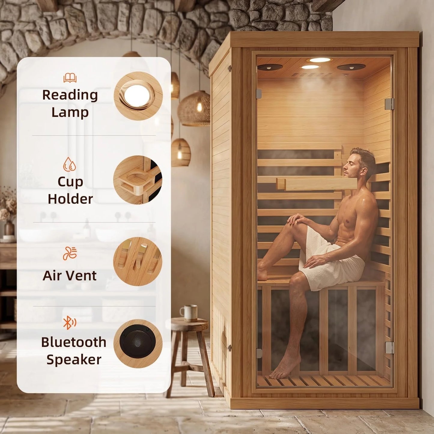 Nordivale Far Infrared Sauna Hemlock Indoor Spa With Bluetooth