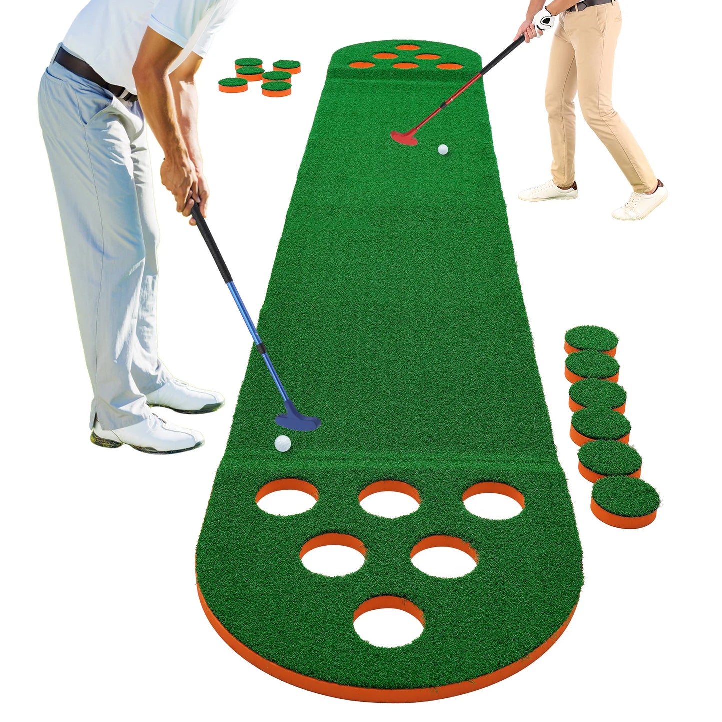 Foldable Golf Putting Mat With 2 Clubs And 2 Balls