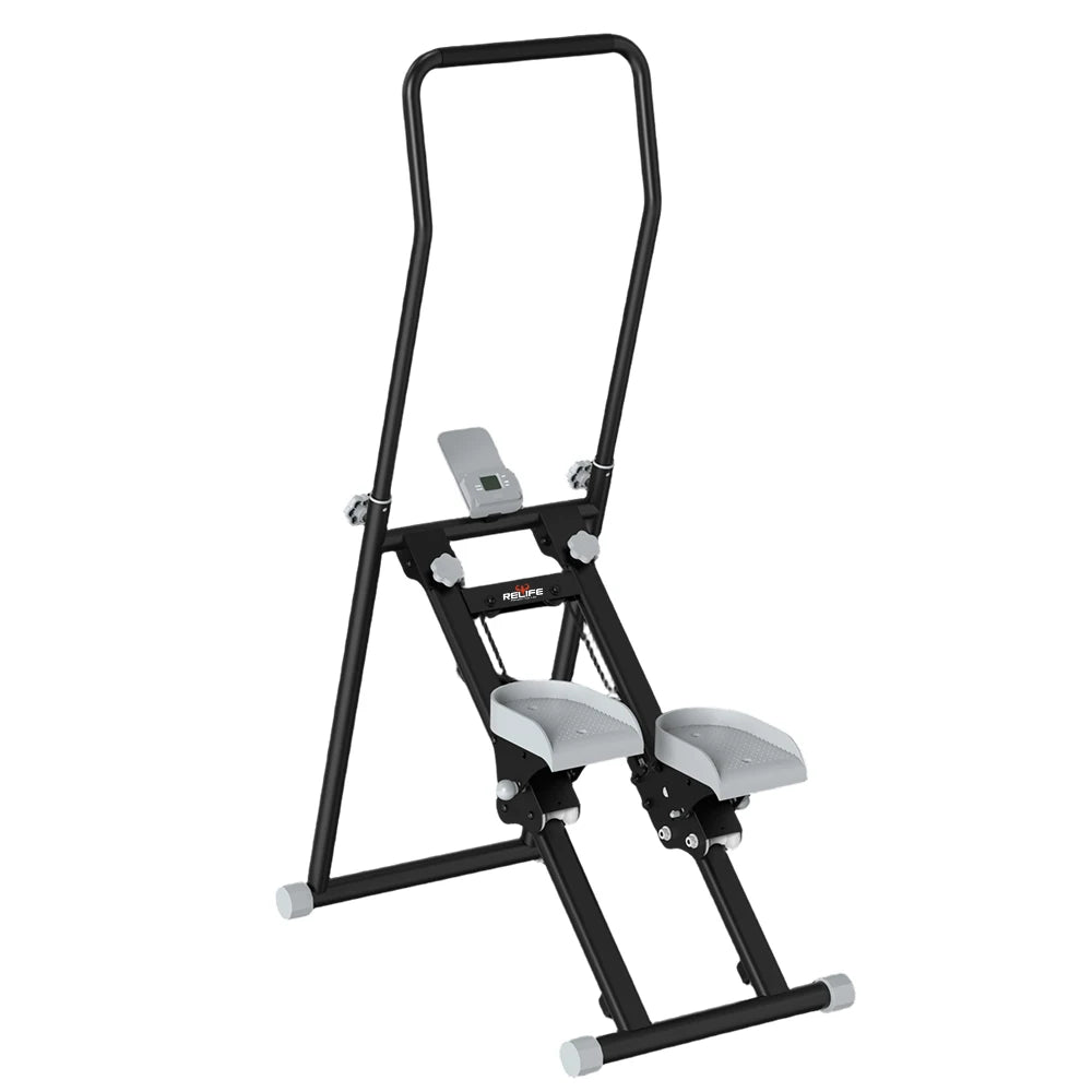 Foldable Stair Stepper With LCD Monitor And 6-Level Handlebar