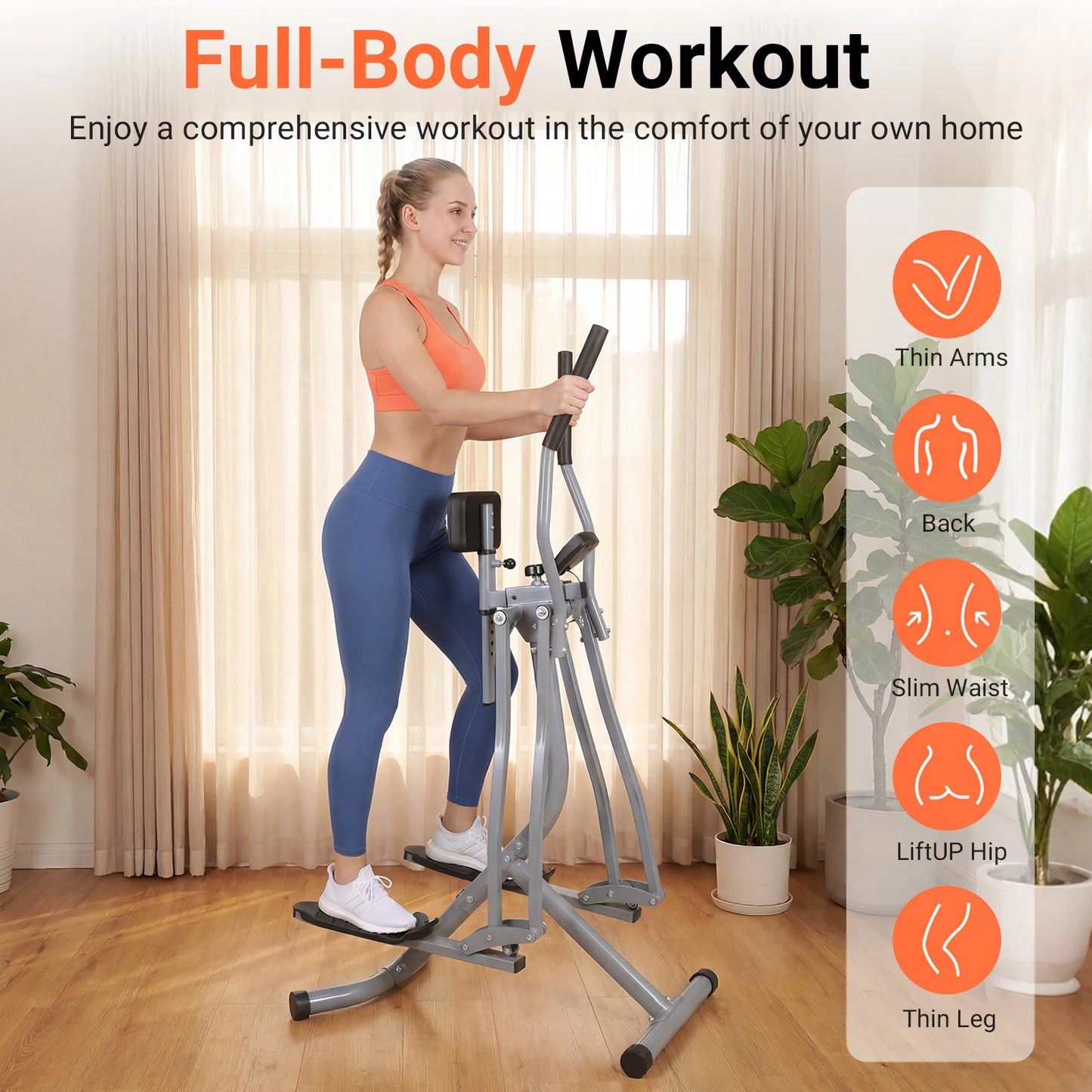 ALIILEE Home Cardio Elliptical With LCD Monitor Foldable Fitness Equipment