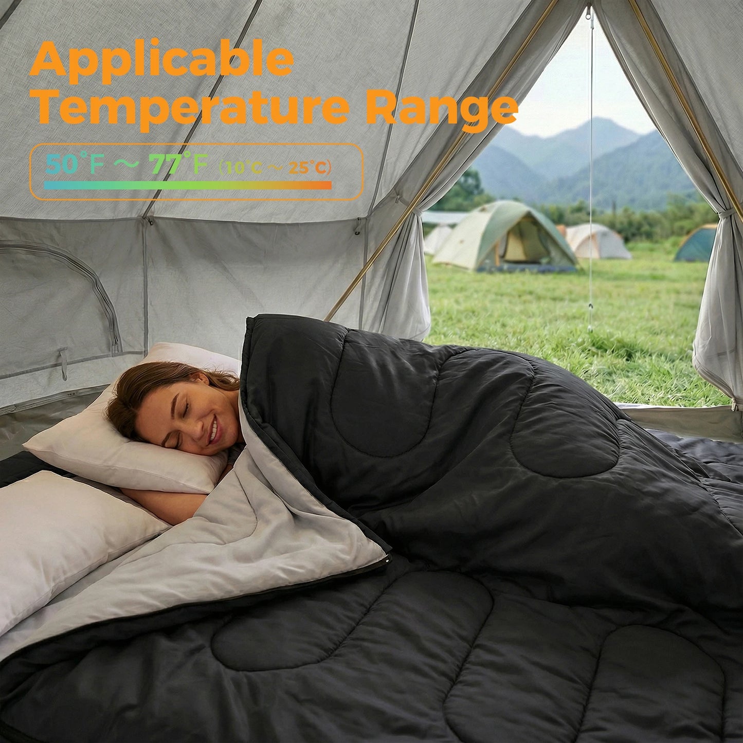 Double Sleeping Bag for Adults With Pillow Lightweight 3-Season