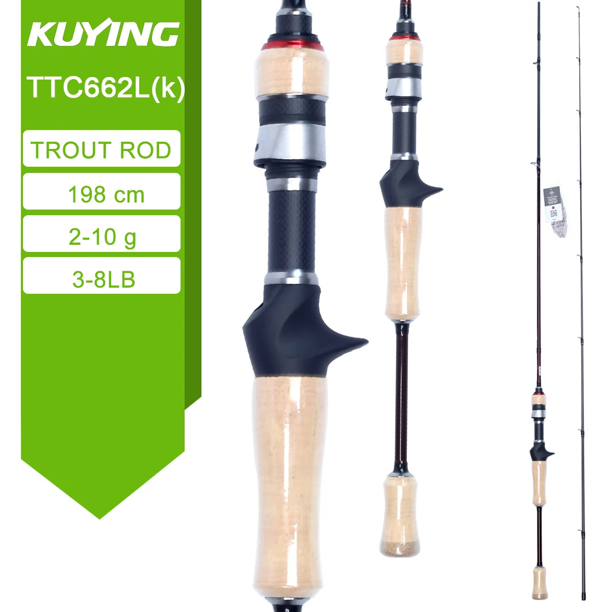 Kuying Teton Carbon Spinning Casting Rod 0.8-8g 1-8lb Fuji Parts Baitcaster