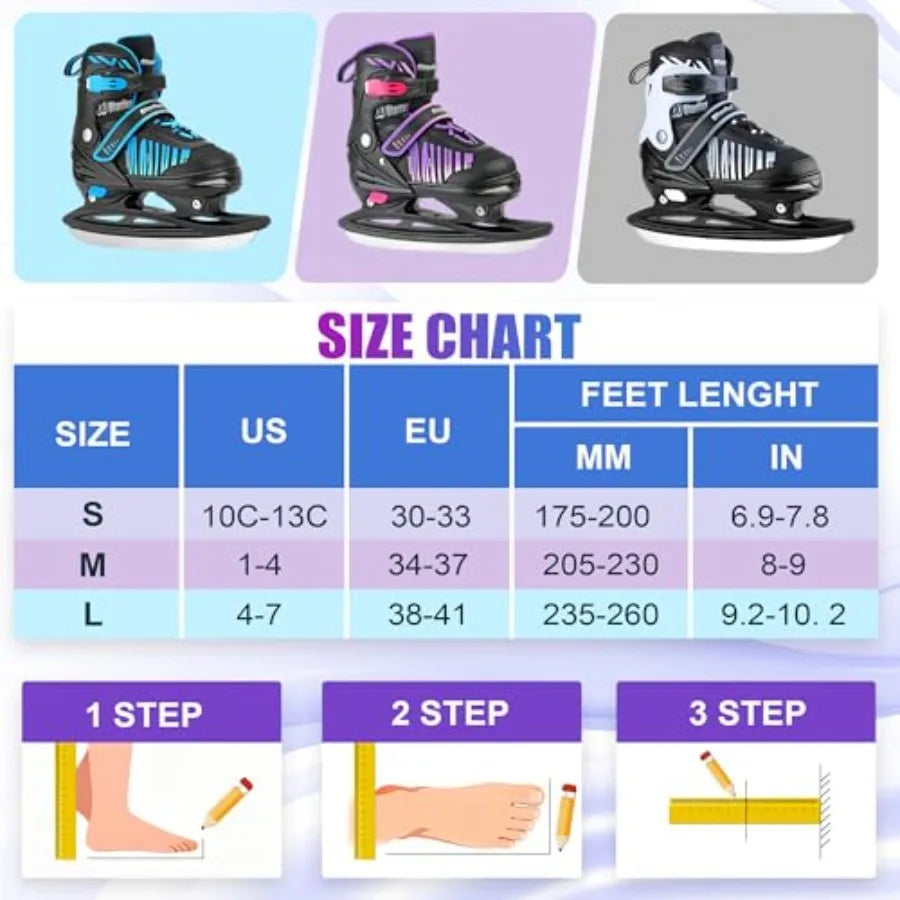 Adjustable Ice Skates For Kids Ages 4-12 Beginners Hockey