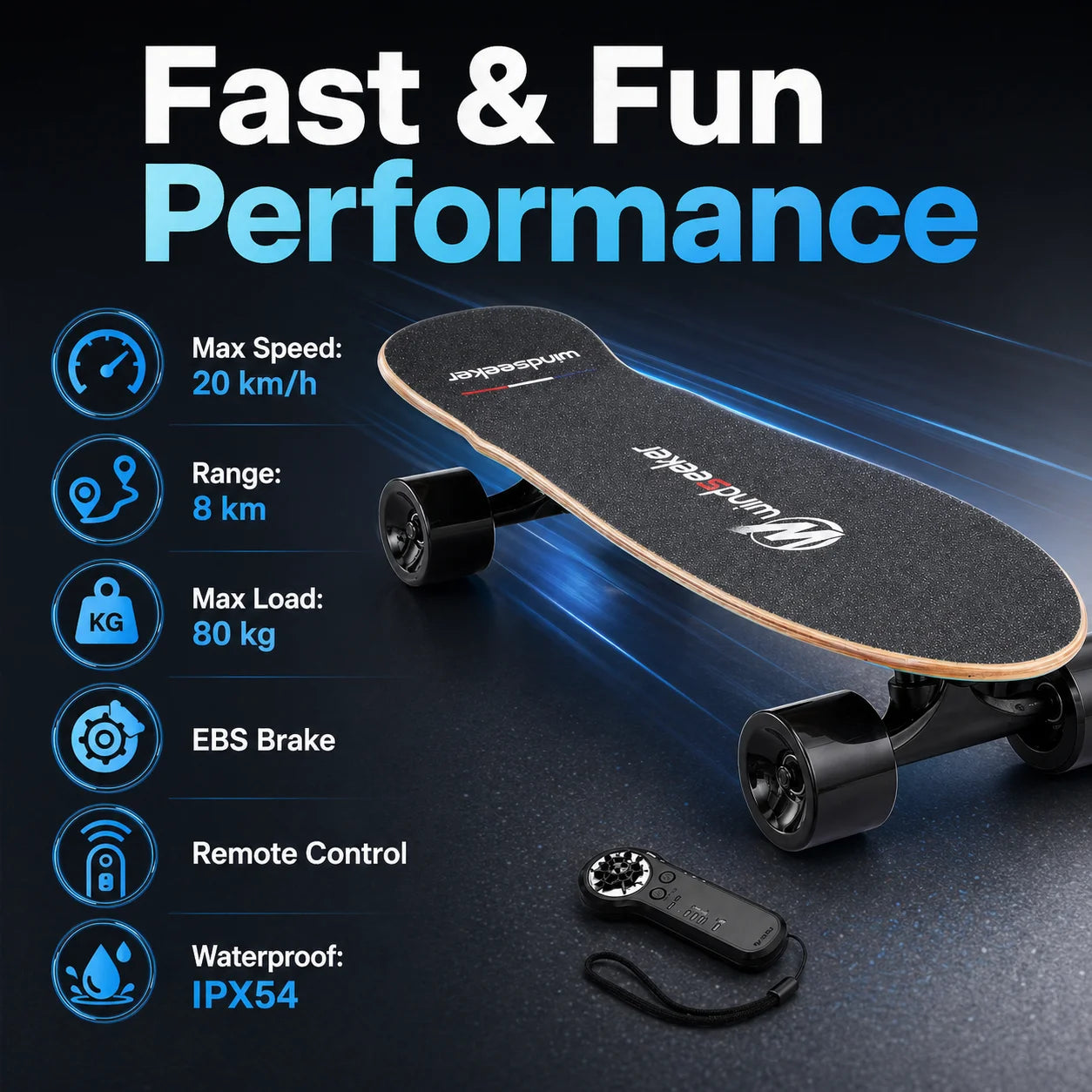 H2S Mini Electric Skateboard 350W Wireless Remote