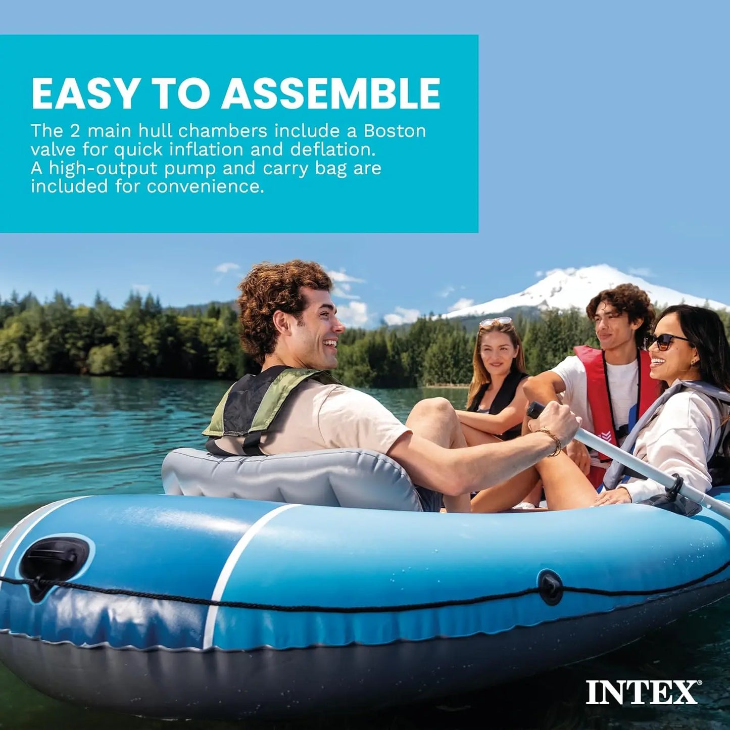 4 Person Inflatable Boat With Aluminum Oars And Pump