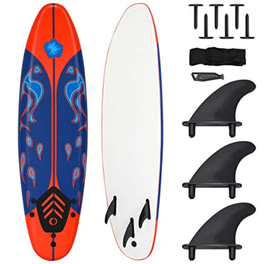 Stand Up Surfboard With Detachable Fins Non Slip Foam Leash