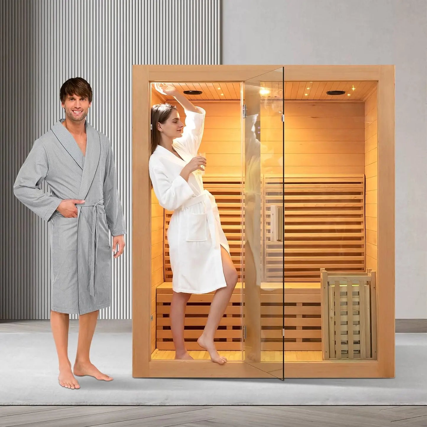 SMARTMAK Hemlock Indoor Sauna With 3.5kW Harvia Heater
