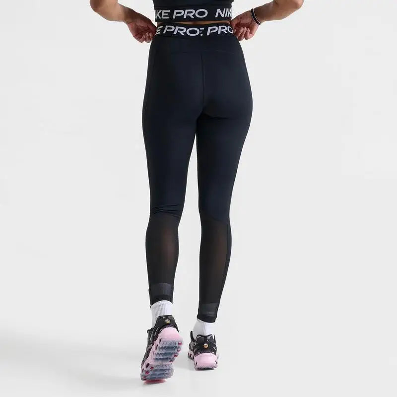 Nike Womens Pro Running Tights High-Waisted With Mesh Panels
