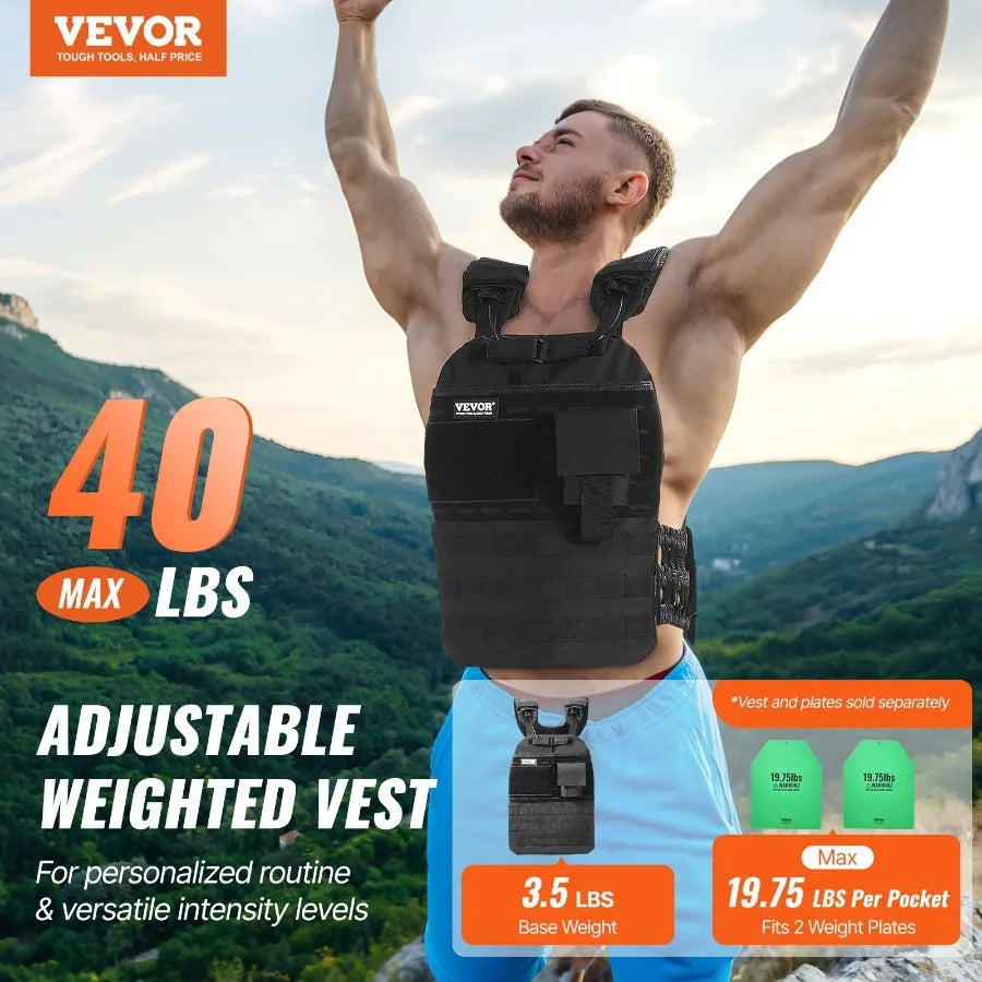 40lb Adjustable Weighted Vest For Fitness Training