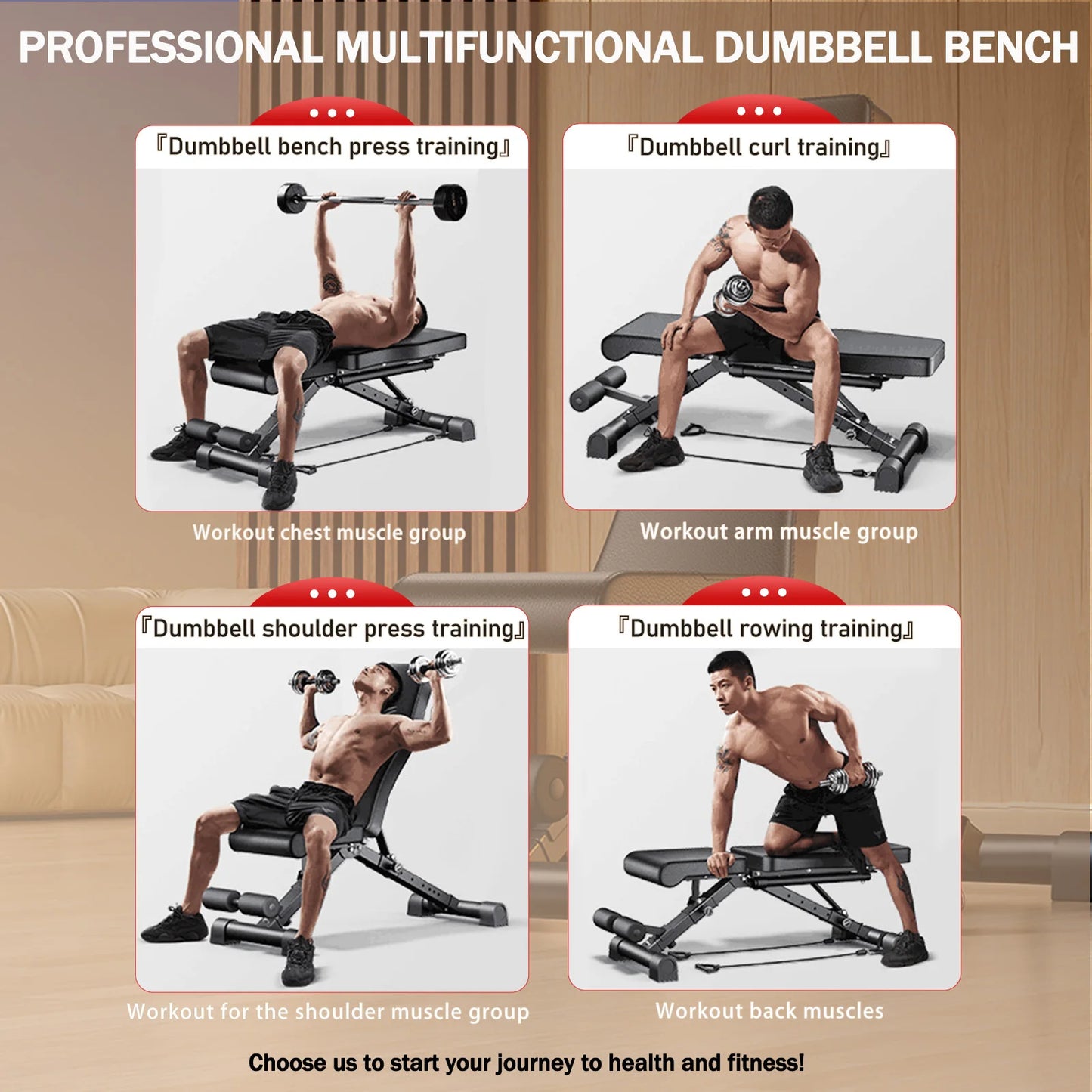 Foldable Adjustable Weight Bench for Full Body Workout