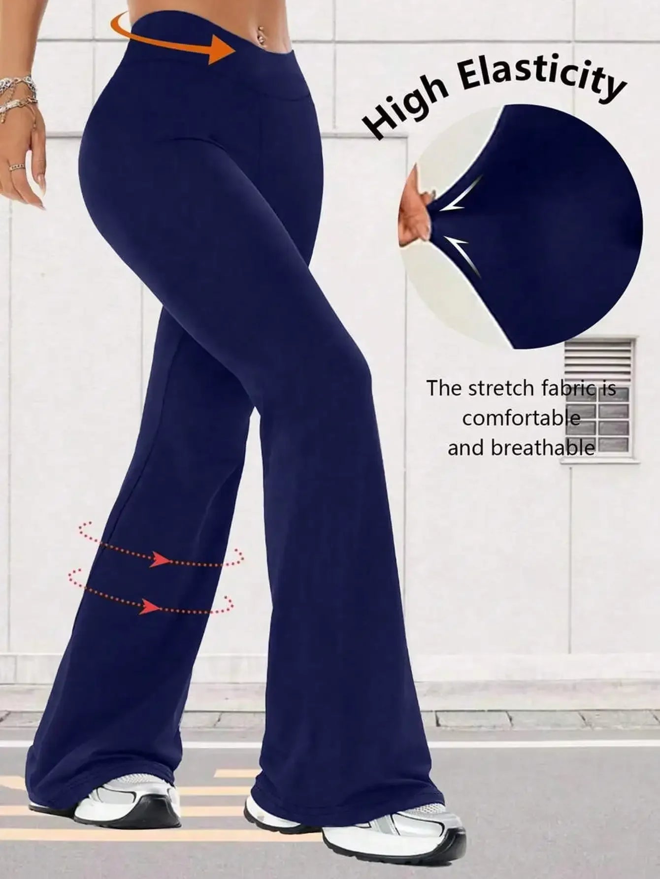 Women High Waist Flare Yoga Pants Wide Leg Leggings
