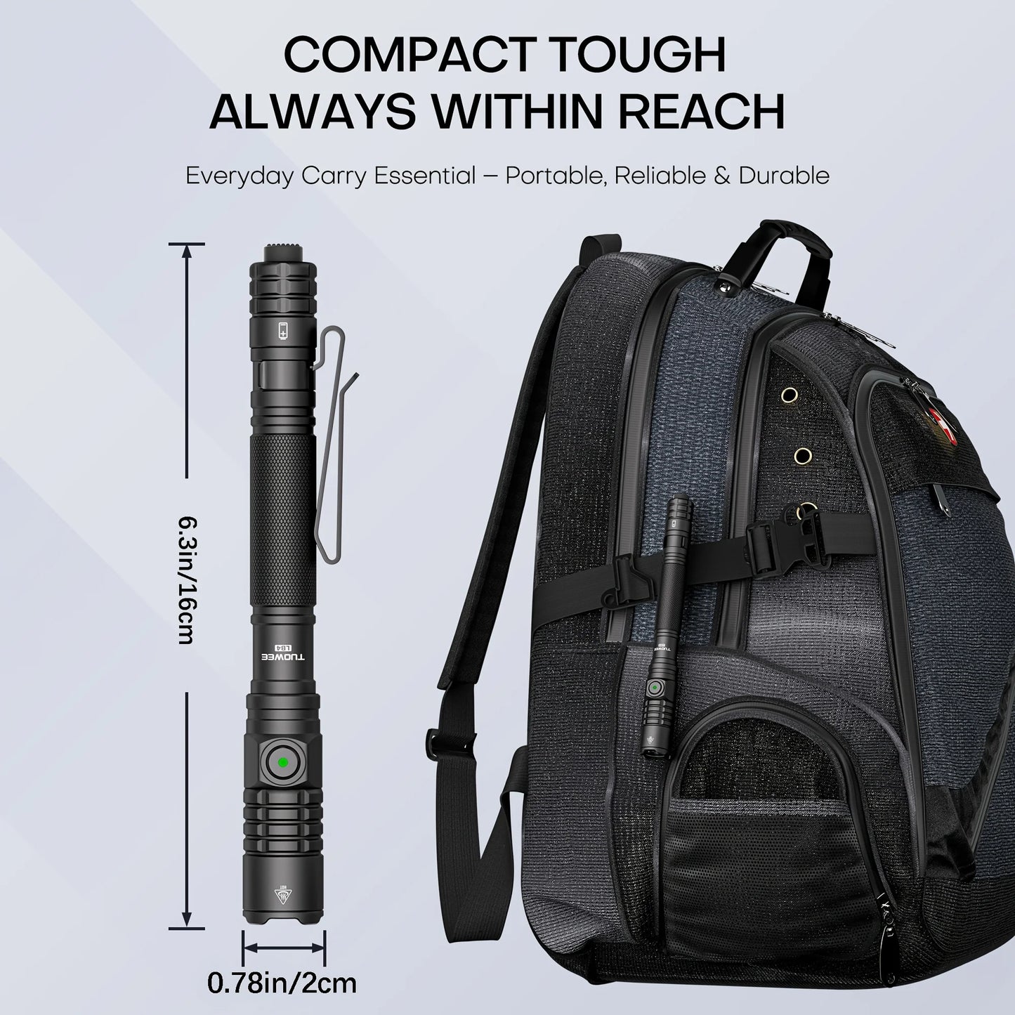 TUOWEE 1200 Lumen EDC Tactical Pen Light With Tail Switch