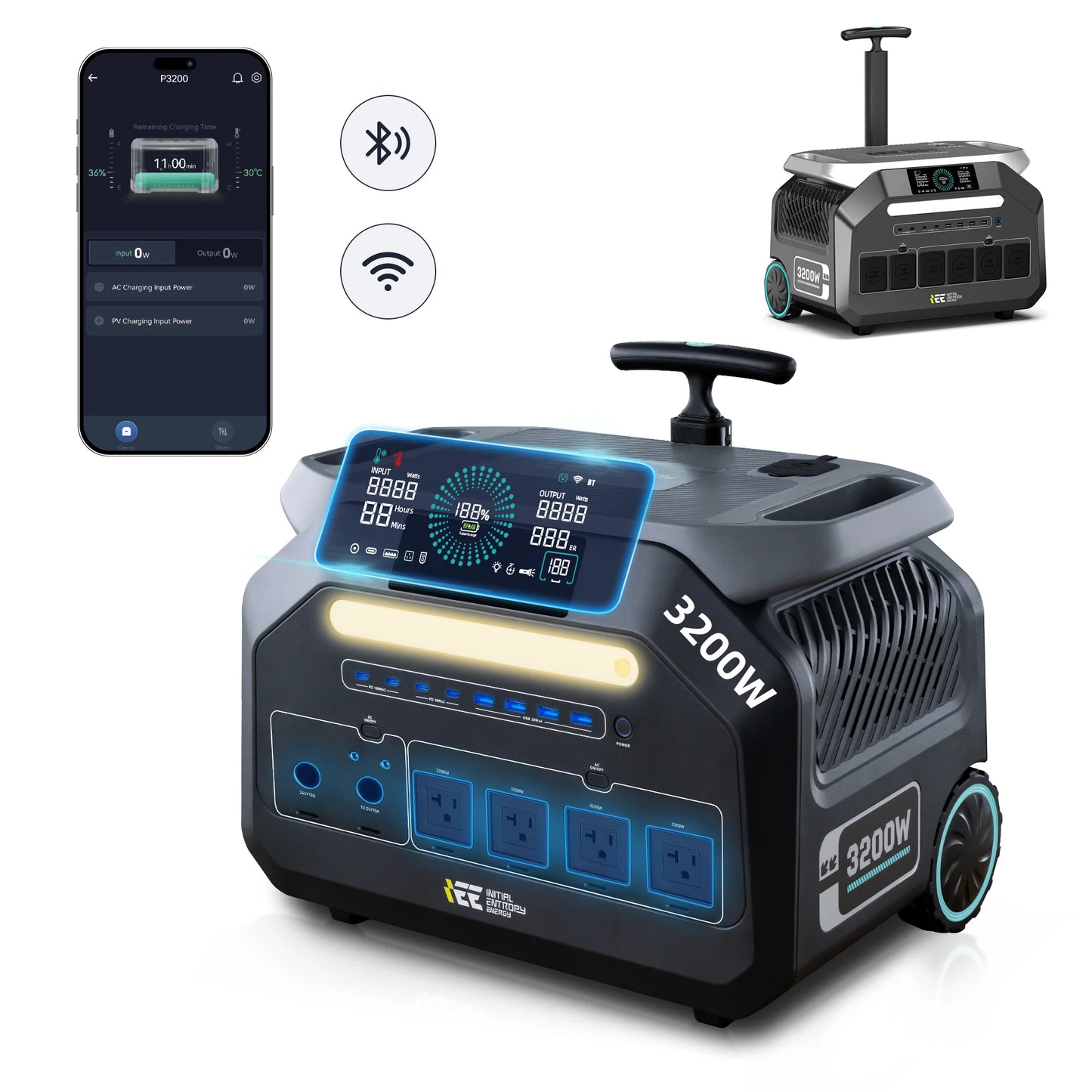 IEE P3200 Portable Power Station 3200W LiFePO4 Solar Generator
