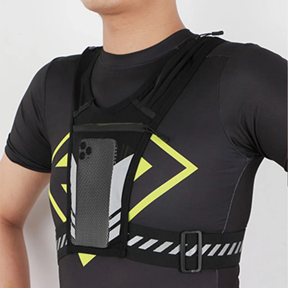 Reflective Running Vest With Phone Holder Chest Bag