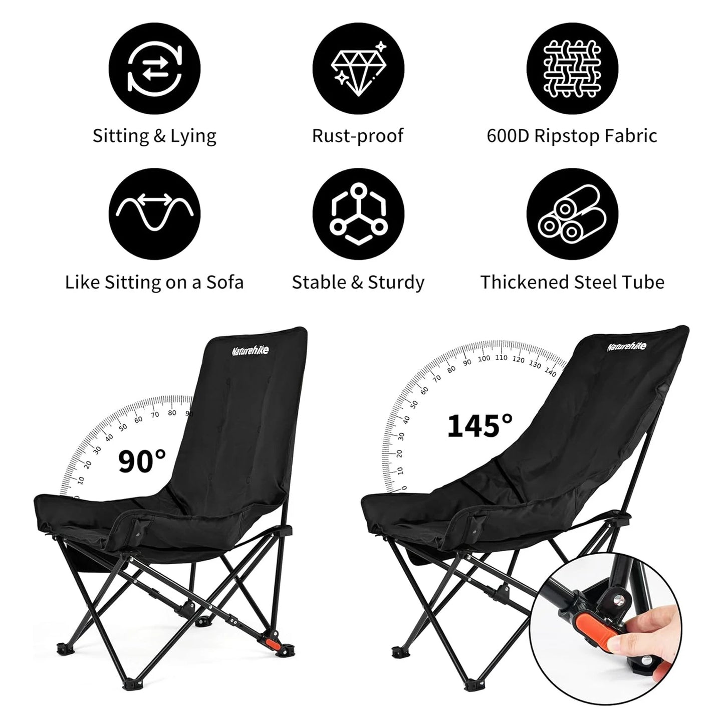 Naturehike Sea Star Recliner Outdoor Folding High Back Moon Chair