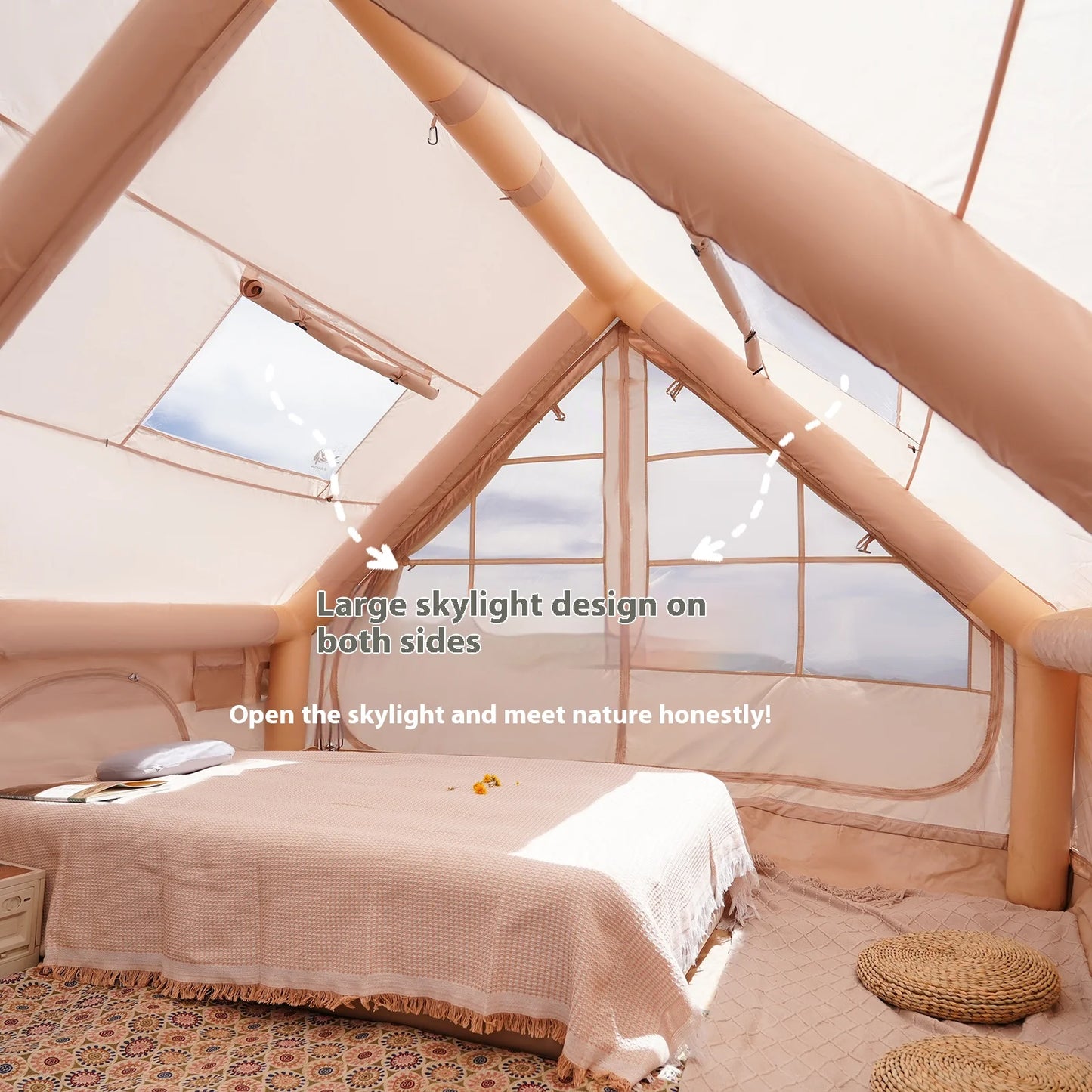 Pakicetus Luxury Inflatable Camping Tent For Family Use Stove Plug