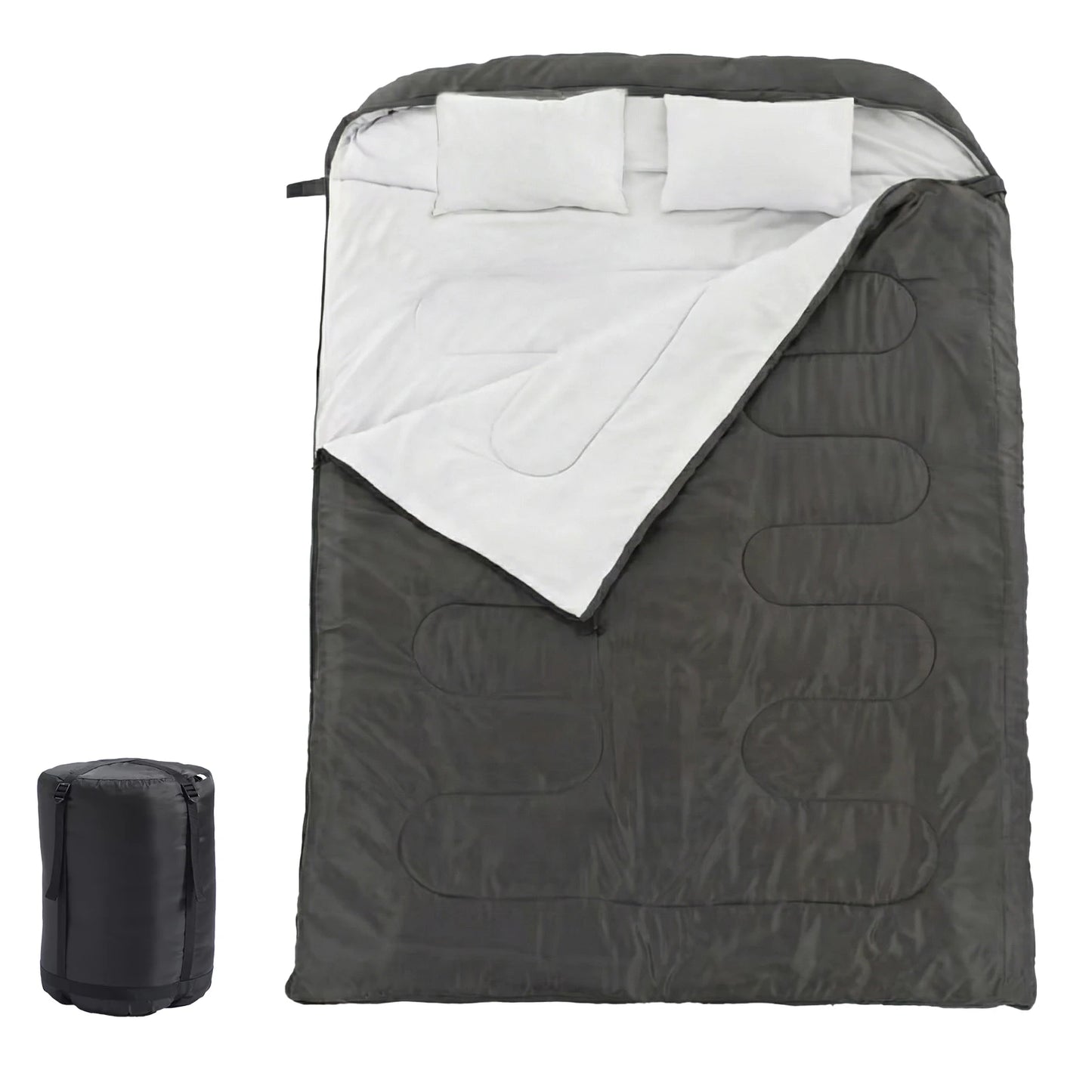 Double Sleeping Bag for Adults With Pillow Lightweight 3-Season