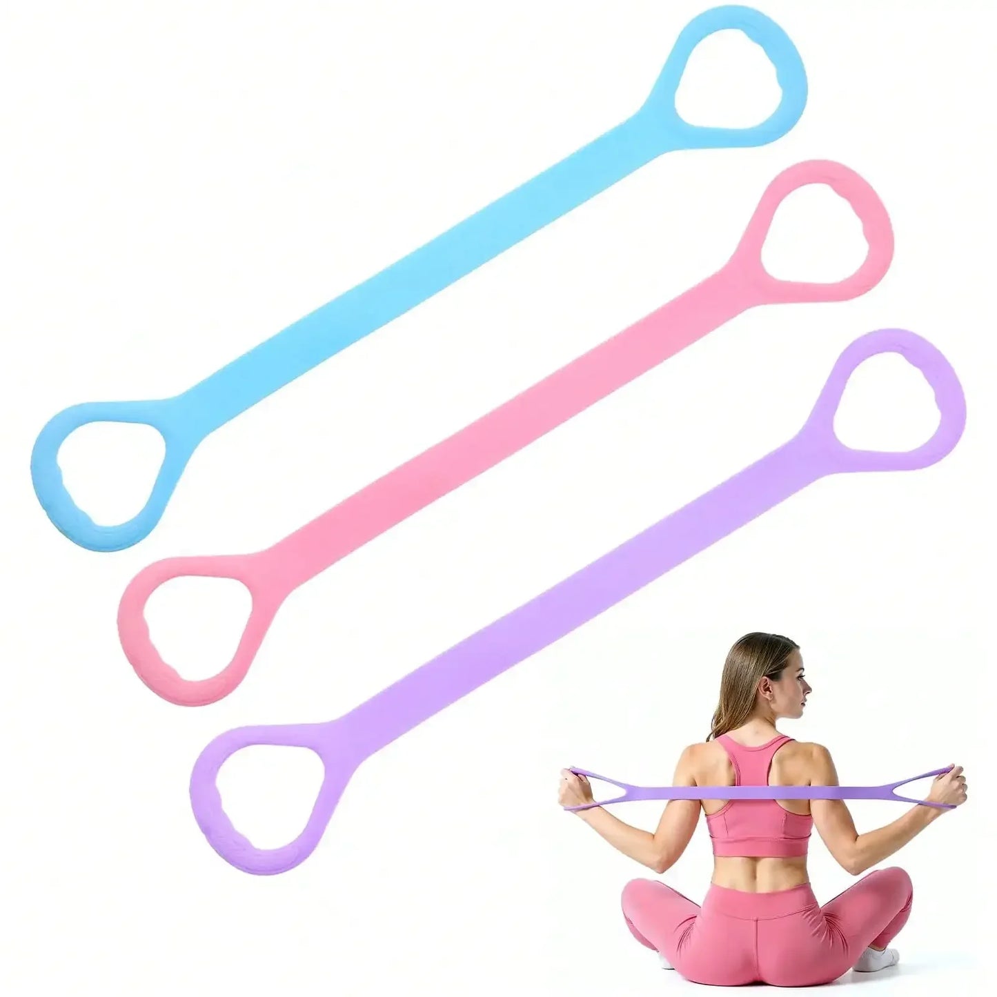 3pc Figure 8 Resistance Band Set for Shoulders and Chest