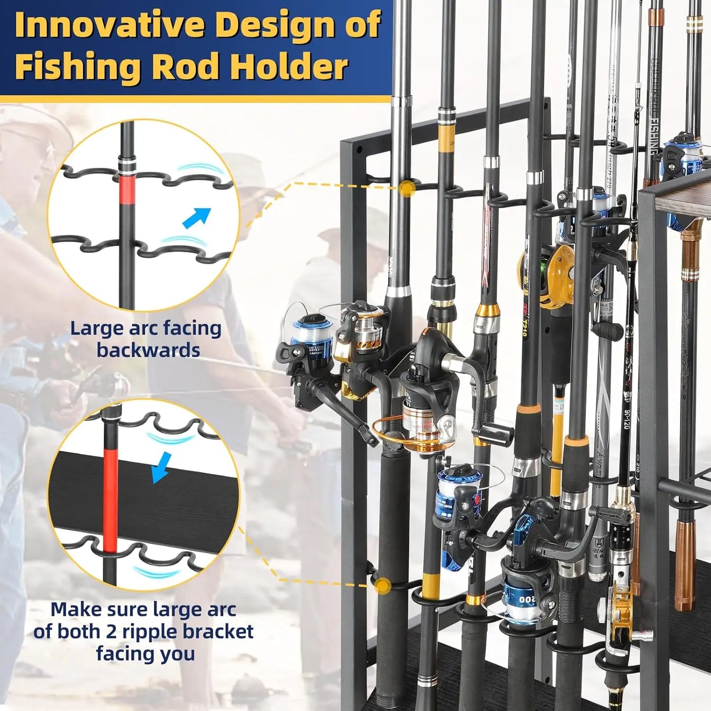 Rolling Fishing Rod Rack Garage And Boat With Tackle Box