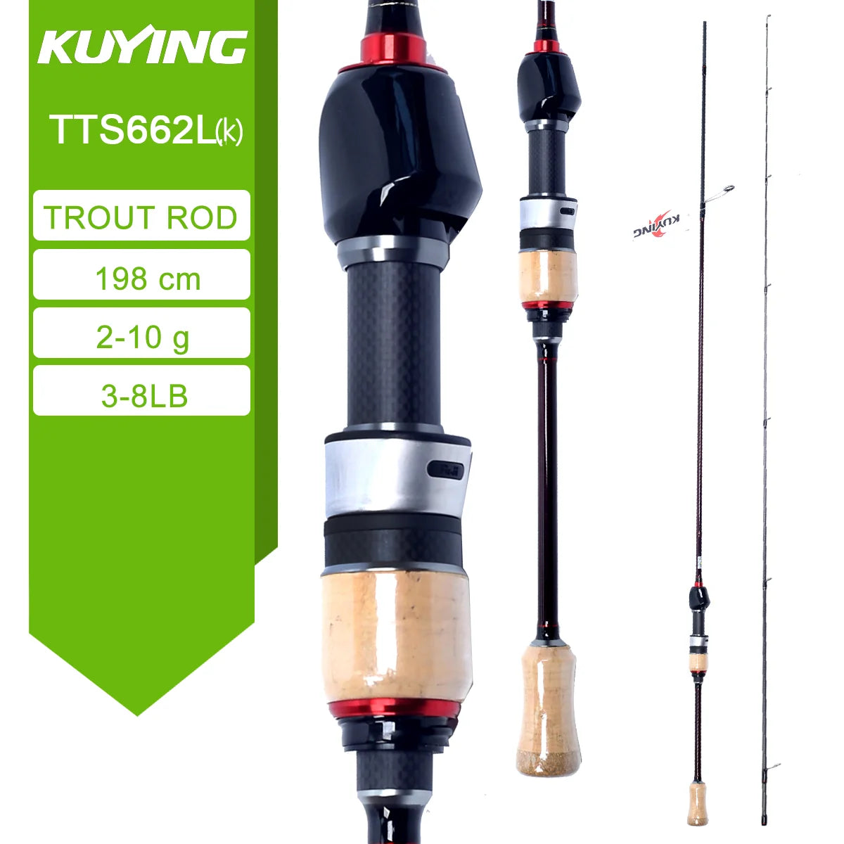 Kuying Teton Carbon Spinning Casting Rod 0.8-8g 1-8lb Fuji Parts Baitcaster