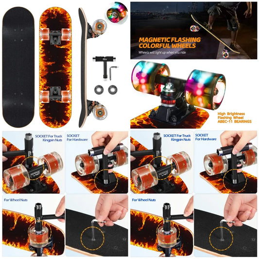 YTYIN Dual Dragon Skateboard Complete Four Wheel