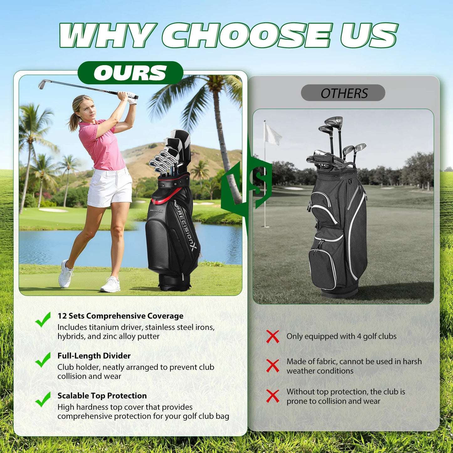 Men's Golf Club Set With Bag And Club Covers