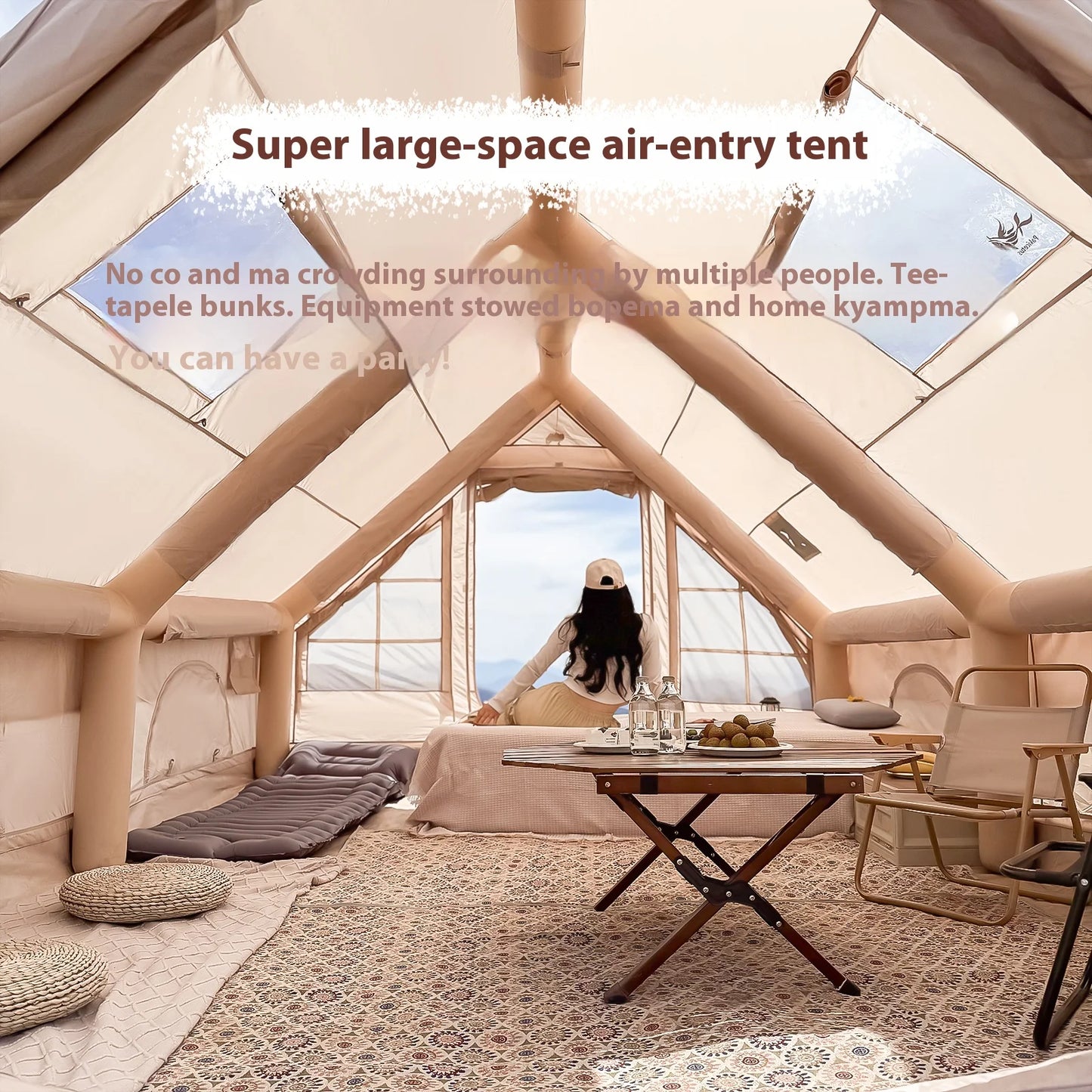 Pakicetus Luxury Inflatable Camping Tent For Family Use Stove Plug