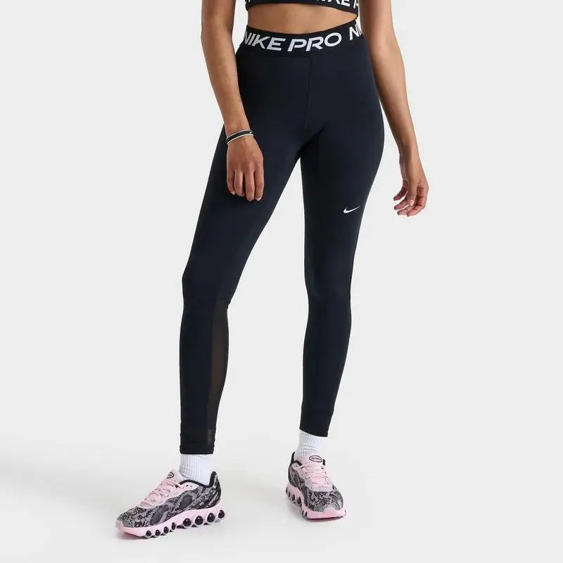 Nike Womens Pro Running Tights High-Waisted With Mesh Panels