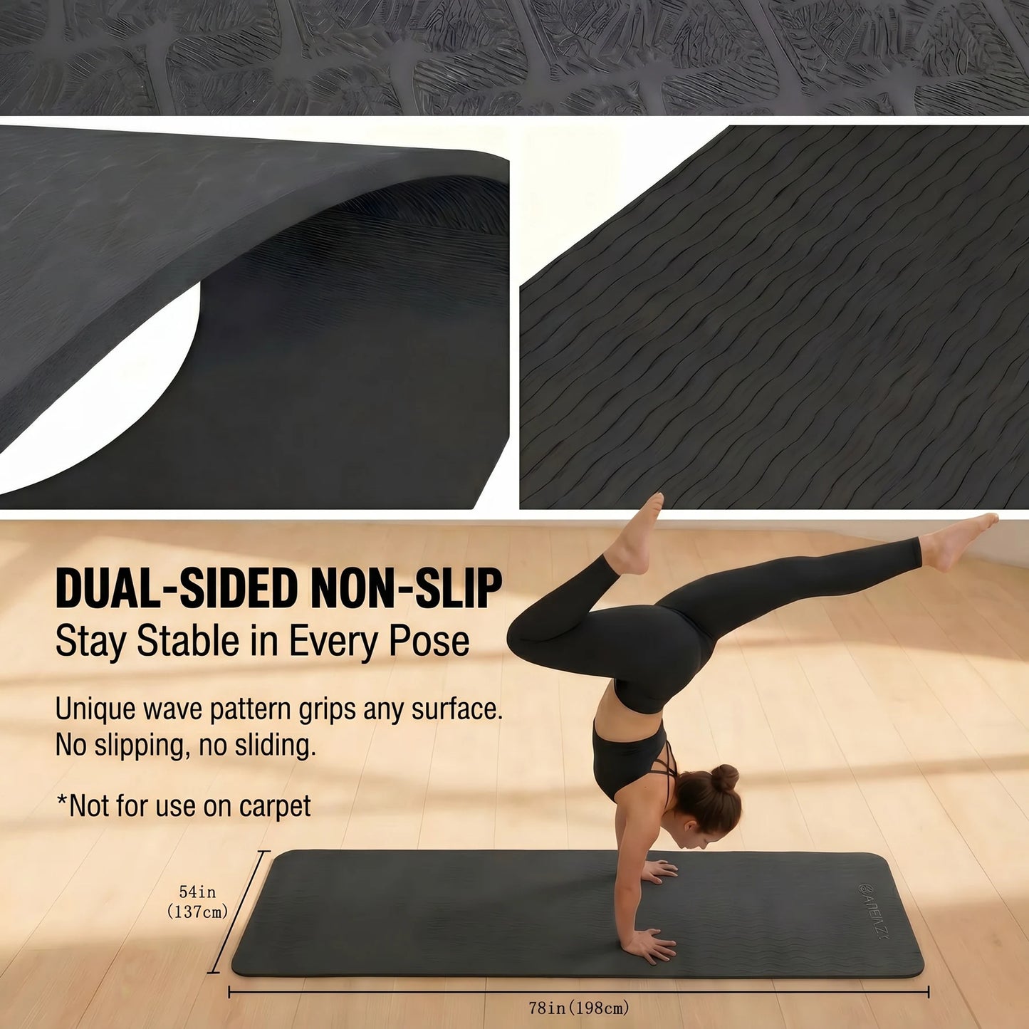 HAPBEAR TPE Yoga Mat Non Slip For Home Gym