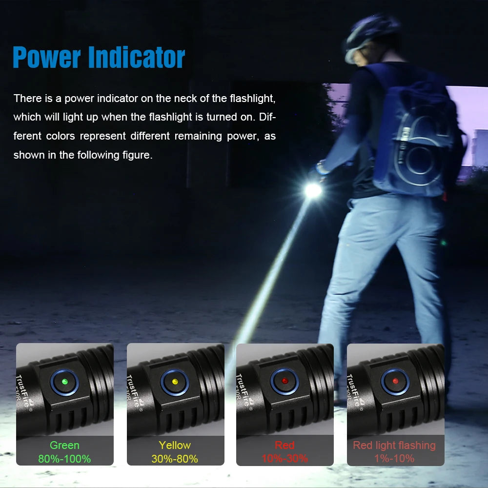 TrustFire T30R 1100M Tactical Flashlight 18650 USB Rechargeable