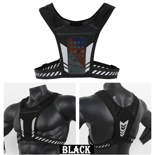 Reflective Running Vest With Phone Holder Chest Bag