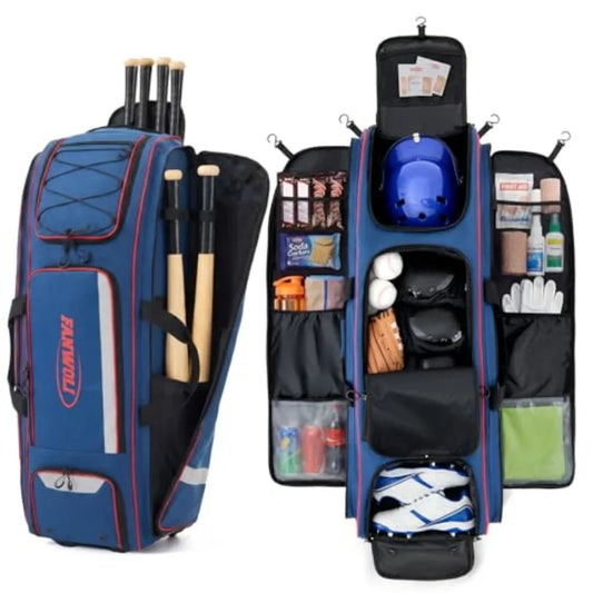 Rolling Baseball Catchers Gear Bag With Wheels Locker Style Organizer