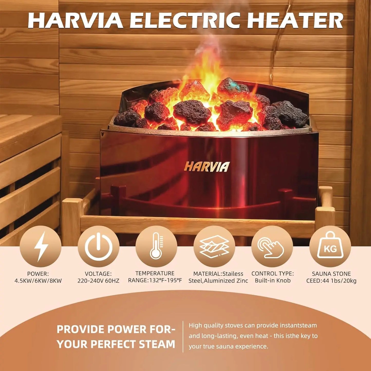 SMARTMAK Outdoor Barrel Sauna With Harvia Heater