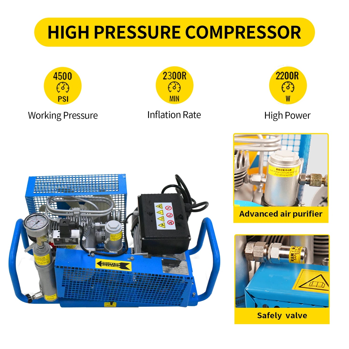 TUDIVING 4500 PSI 300 BAR High Pressure PCP Air Compressor