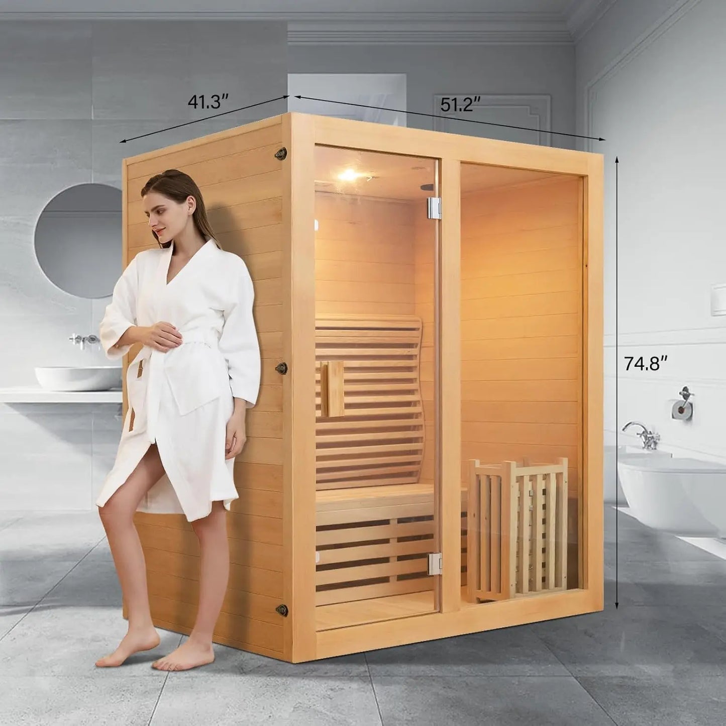 SMARTMAK Hemlock Indoor Sauna With 3.5kW Harvia Heater