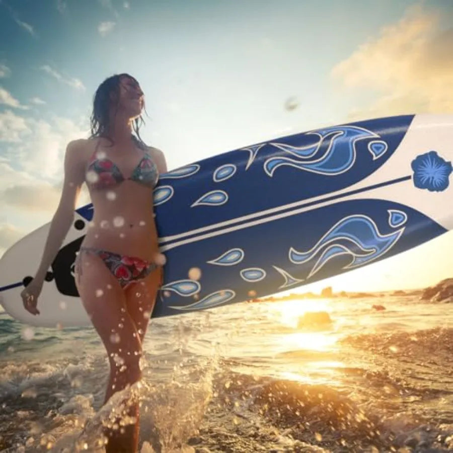 Lightweight Surfboard With 3 Removable Fins And Leash
