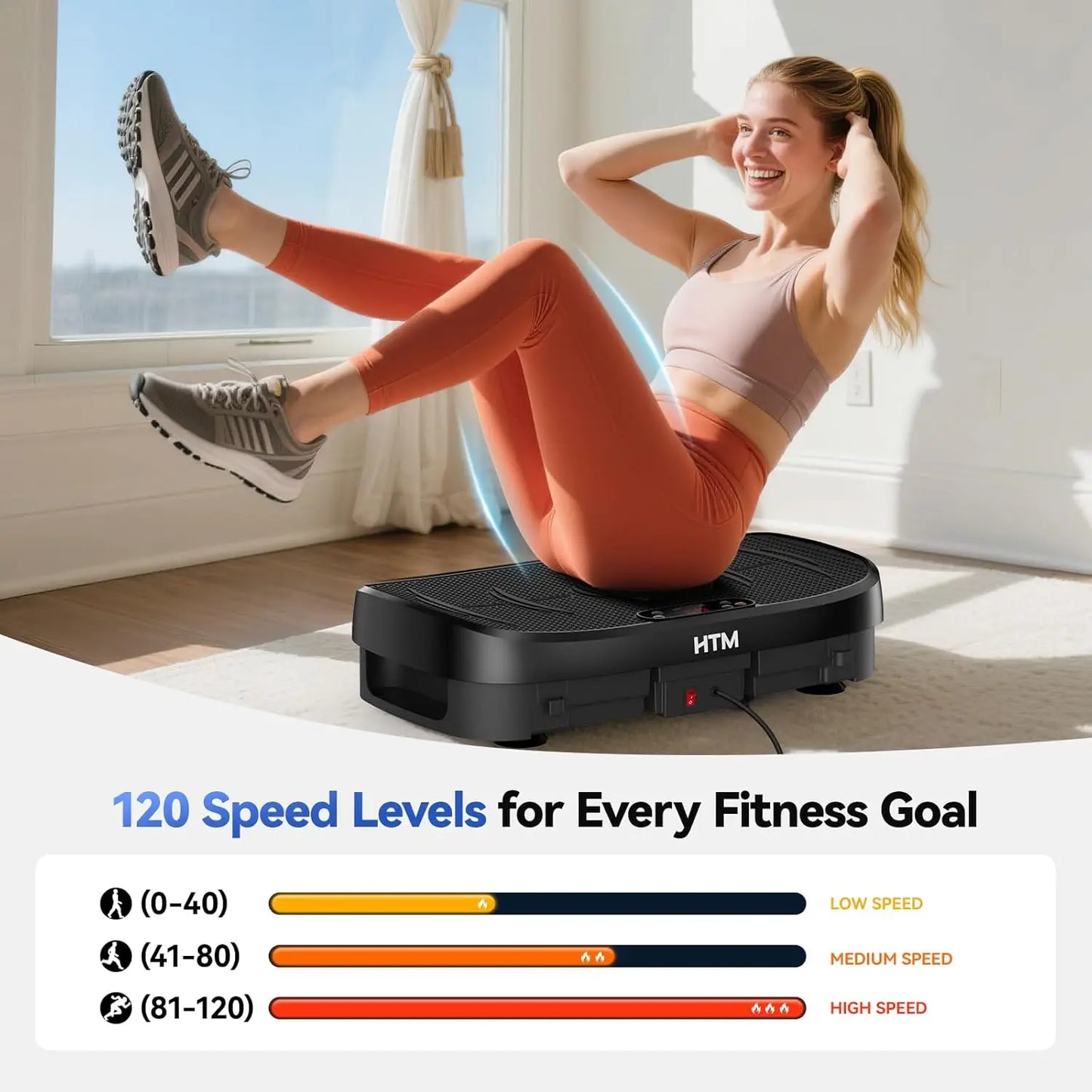 HTM Vibration Plate Fitness Platform With 120 Levels Home Gym